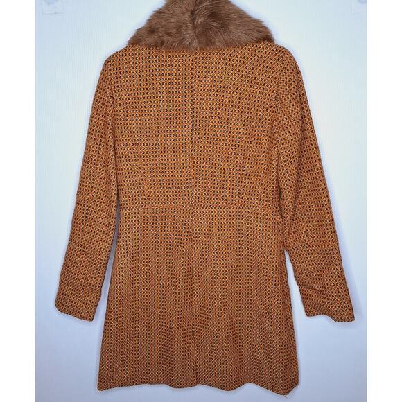 Retro Penny Lane Coat Merona Fur Collar 60s Style Mod Wool Blend Women's Small - Picture 15 of 15